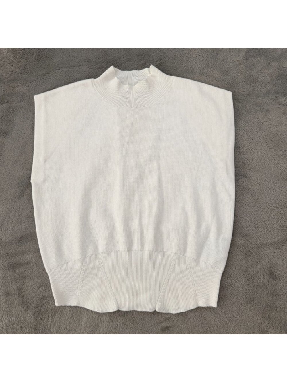 Jason Wu White Sleeveless Mock Neck Structured Sweater SMALL